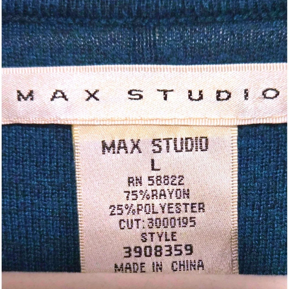 Max Studio, Dark Teal, Skater Cut, Textured Knit, A-Line Dress, Size Large - Picture 4 of 5